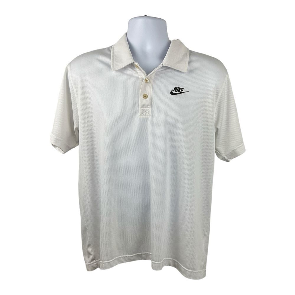 Nike Standard Fit‎ Dri Fit White Golf Mens Polo Active Shirt Sz L